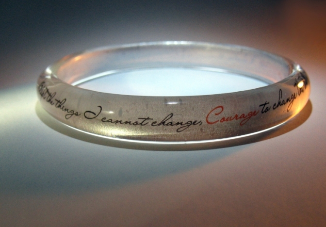 Clear Resin Serenity Bangle with Silver-toned Guilding