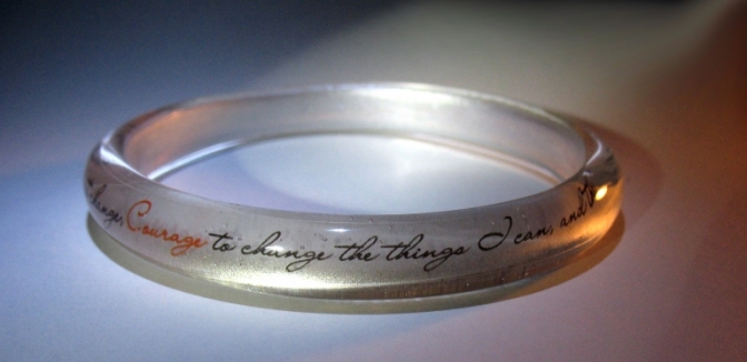 Clear Resin Serenity Bangle with Silver-toned Guilding